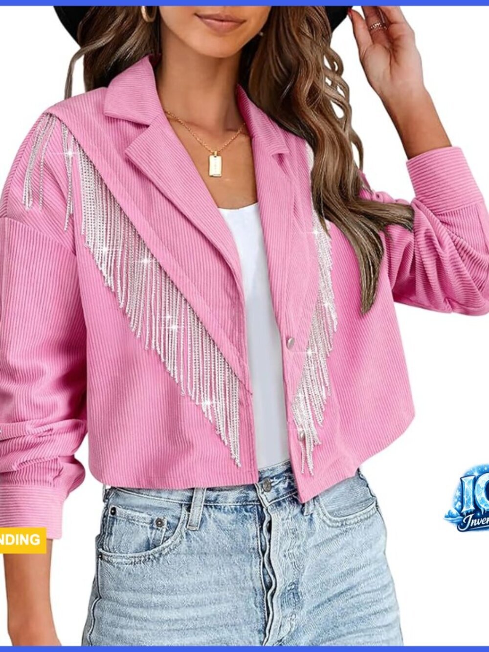 Soft Corduroy Fringe Jacket Western Cowgirl Cropped Shacket